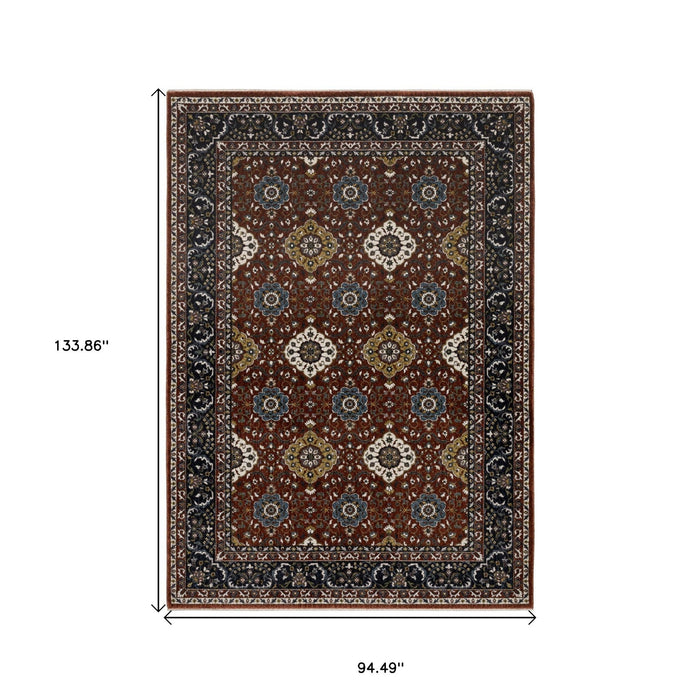 8' X 11' Medallion Area Rug With Fringe - Red