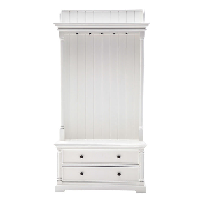 Classic Hall Tree Coat Rack With Drawers - White