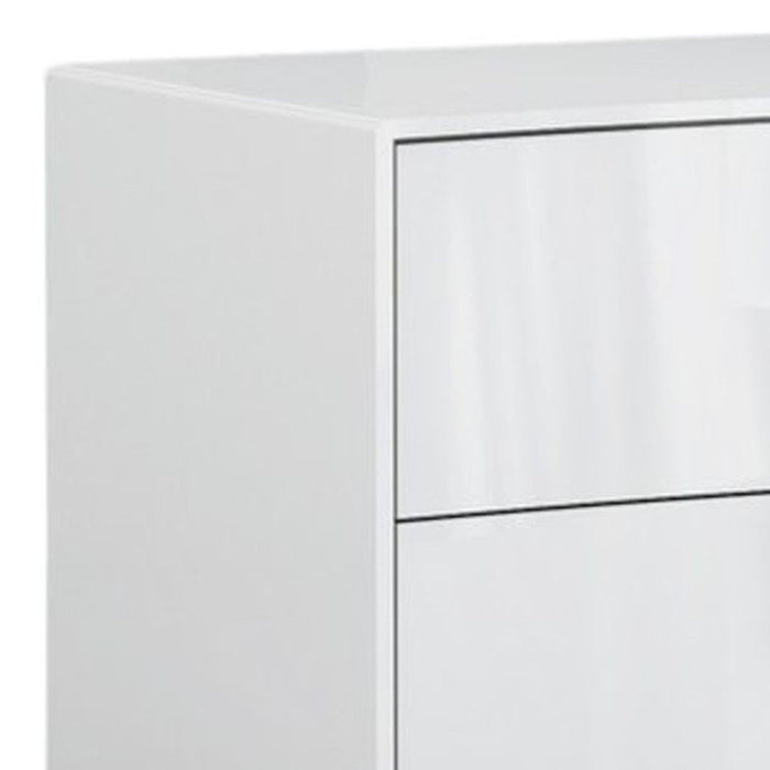 Two Drawers Manufactured Wood Nightstand - White