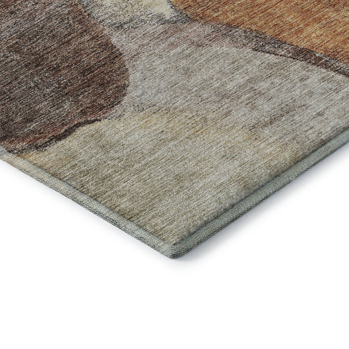 10' X 14' Abstract Washable Area Rug With UV Protection (688213) - Coffee / Beige / Copper