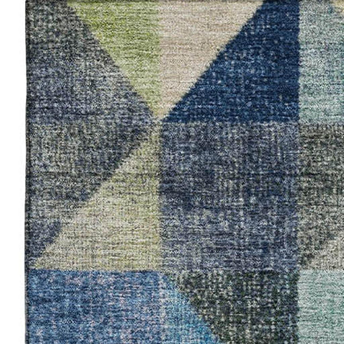 10' X 14' Geometric Washable Area Rug With UV Protection (710735) - Beige / Blue / Orange
