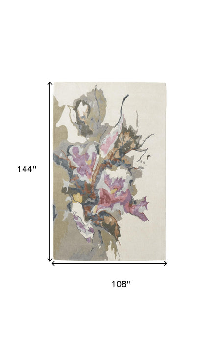 9' x 12' Wool Floral Hand Tufted Area Rug - Pink And Green