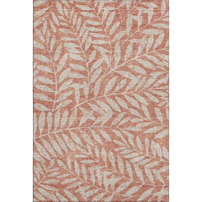 10' X 14' Floral Washable Area Rug With UV Protection (671492) - Salmon / Beige