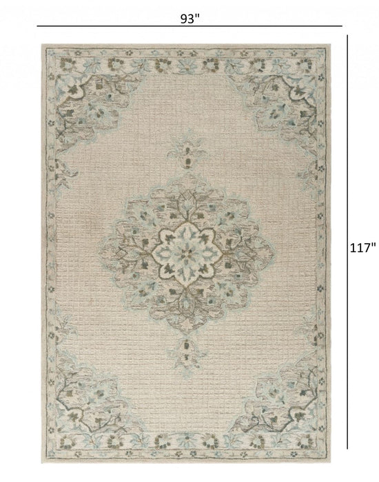 7.8' x 9.8' Wool Handmade Area Rug - Ivory