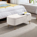 Giga storage ottoman bench with modern camel faux fur upholstery, padded top, and built-in storage for bedroom or living room.