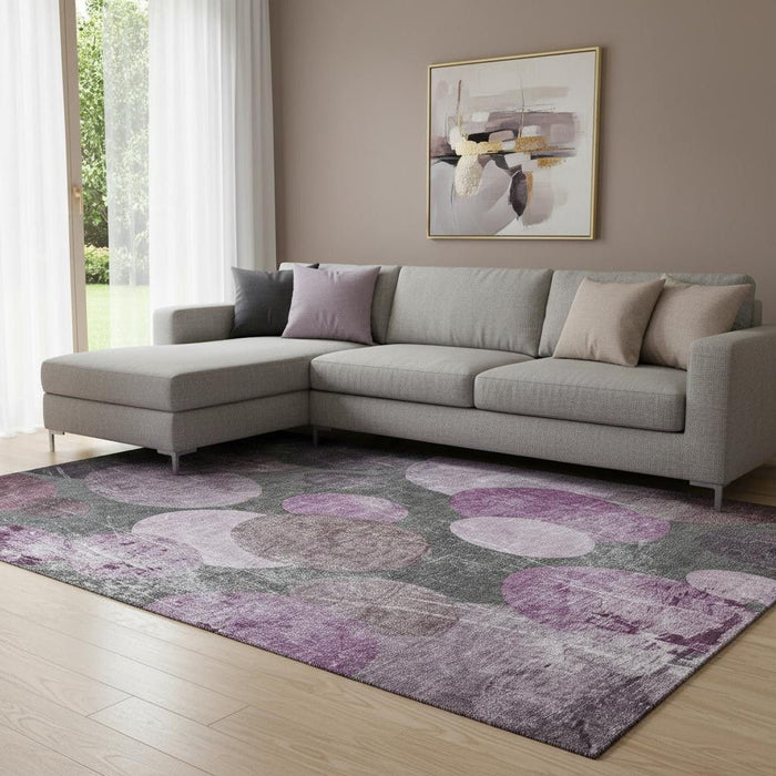 9' X 12' Abstract Washable Area Rug With UV Protection (648903) - Cabernet / Ivory