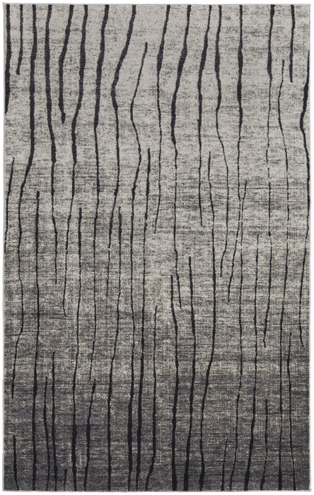 8' X 10' Abstract Power Loom Area Rug - Gray And Black