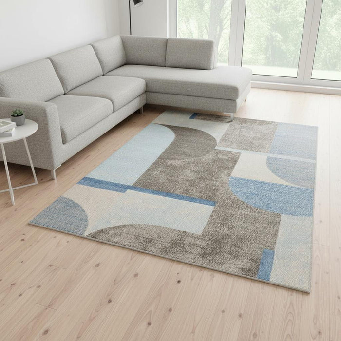 8' X 11' Geometric Area Rug (660280) - Blue / Gray / Brown