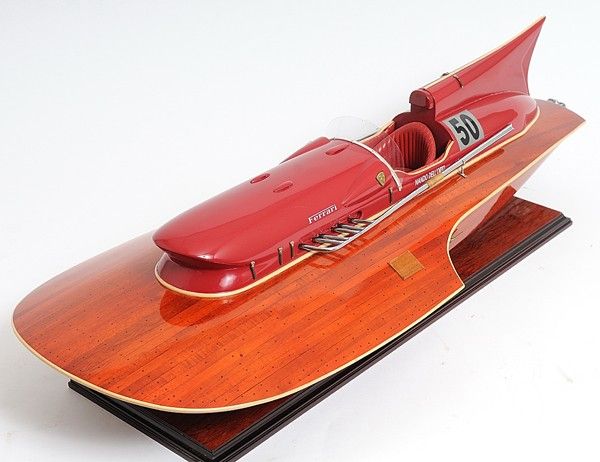 Hand Painted Ferrari Hydroplane Large Model Boat - Brown