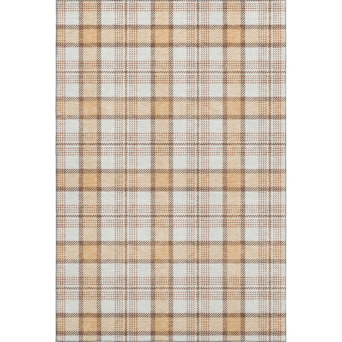 10' X 14' Plaid Washable Area Rug With UV Protection (682499) - Peach / Ivory / Brown