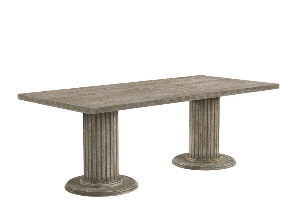 Wood Double Pedestal Base Dining Table - Gray