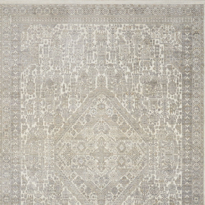5' X 8' Floral Non Skid Area Rug With Fringe (550252) - Ivory / Beige / Cream
