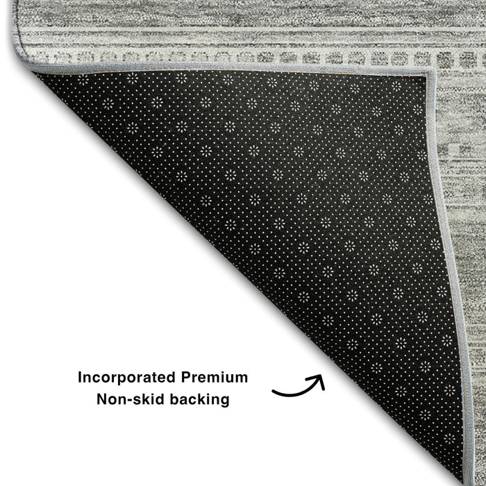 10' X 14' Southwestern Washable Area Rug With UV Protection (657455) - Silver / Gray