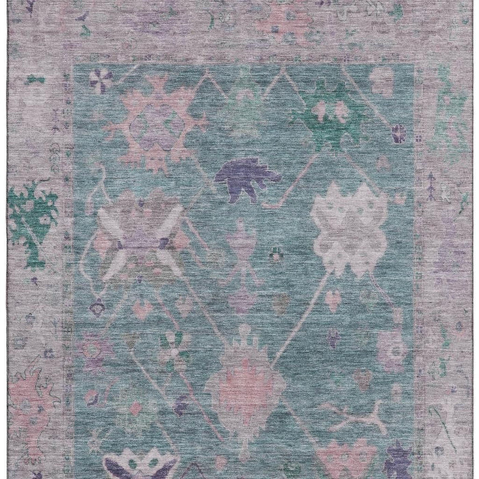 10' X 14' Oriental Washable Area Rug With UV Protection (714967) - Green / Purple