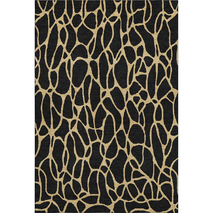 10' X 14' Geometric Washable Area Rug With UV Protection (680307) - Black / Gold
