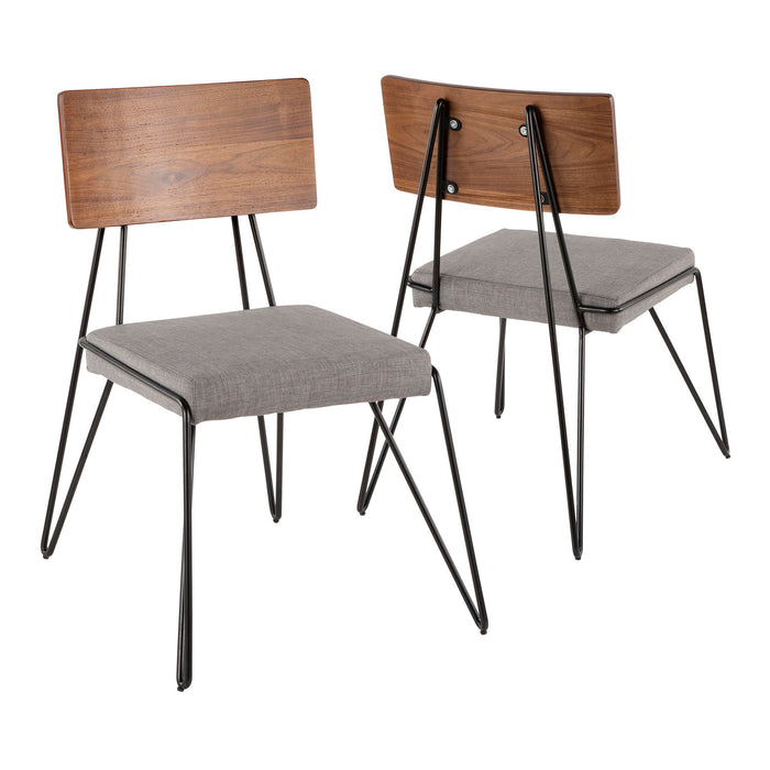 Loft - Chair - Black Metal With Gray Fabric And Walnut Wood Accent (Set of 2)