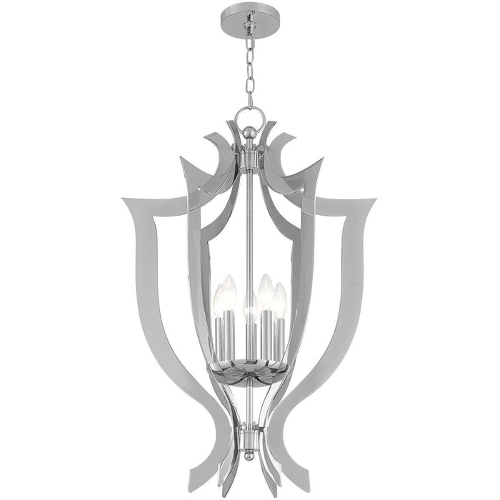 32" Five Light Dimmable Chandelier With Shades - Silver