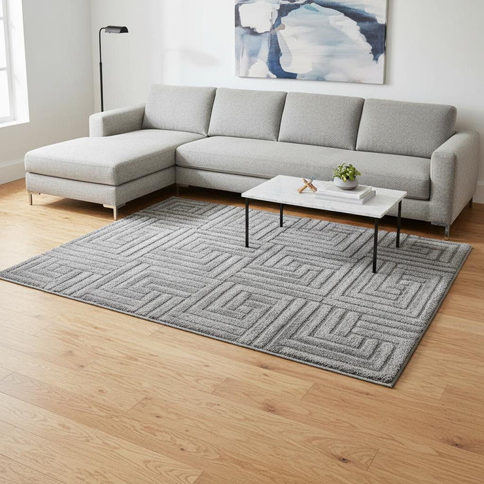 8' X 11' Geometric Area Rug (661266) - Gray / Dark Gray