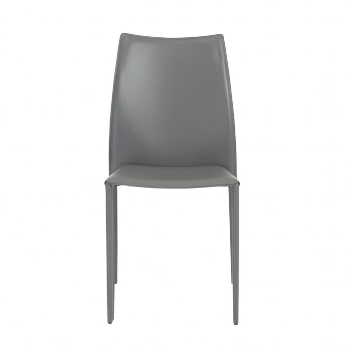 Upholstered Leather Dining Room Side Chairs (Set of 2) - Gray