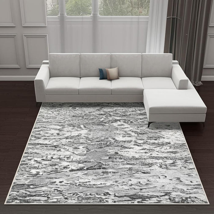 9' X 13' Abstract Washable Area Rug With UV Protection (610028) - Gray / White / Brown