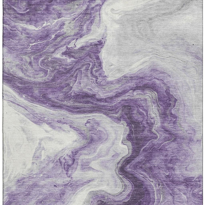 10' X 14' Abstract Washable Area Rug With UV Protection (697776) - Purple / Ivory