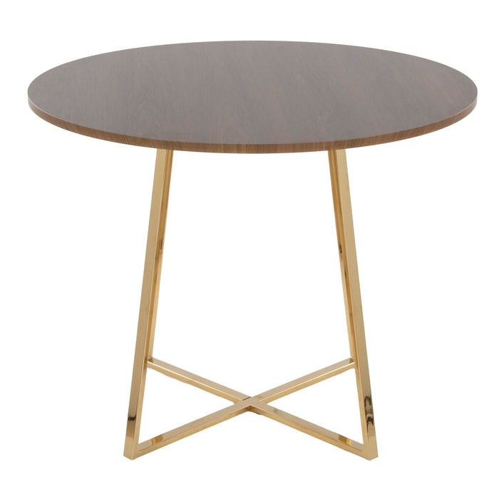 Cosmo - Canary Dining Table - Gold Metal And Walnut Wood