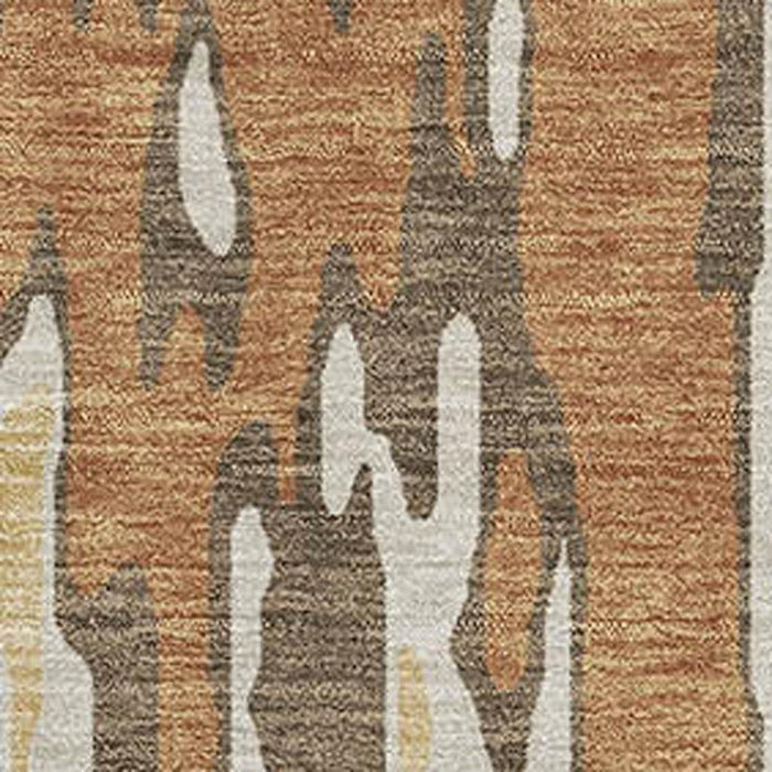 10' X 14' Striped Washable Area Rug With UV Protection (677801) - Copper / Ivory / Brown