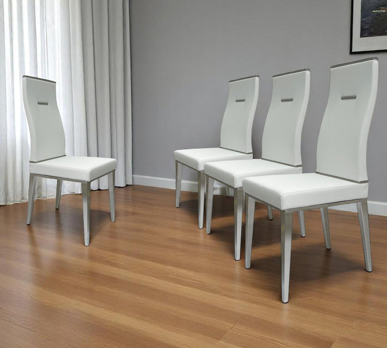 Upholstered Faux Leather Dining Side Chairs (Set of 4) - White