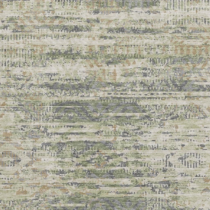 10' X 14' Moroccan Washable Area Rug With UV Protection (710496) - Artichoke Green / Copper / Gray