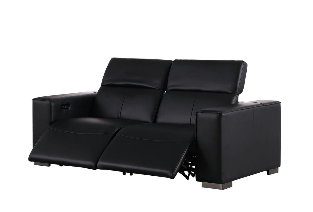 Leather Power Reclining Loveseat (720534) - Black / Brown