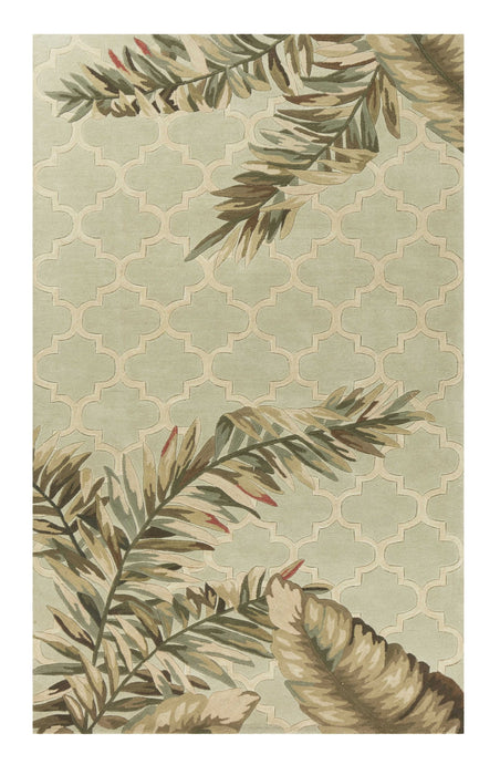 9' x 12' Hand Tufted Tropical Quatrefoil Indoor Area Rug - Sage Green