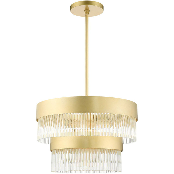 Five Light Dimmable Chandelier With Shades - Gold