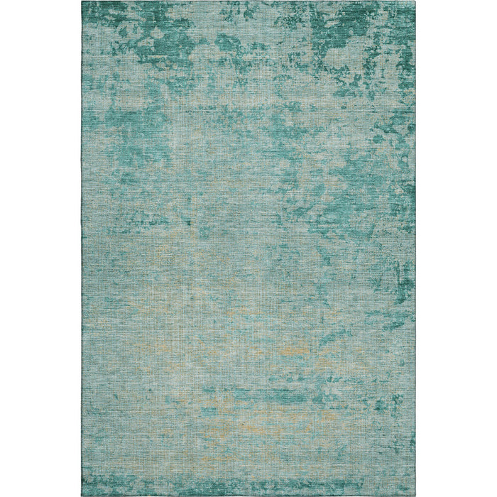 10' X 14' Abstract Washable Area Rug With UV Protection (707551) - Teal / Beige