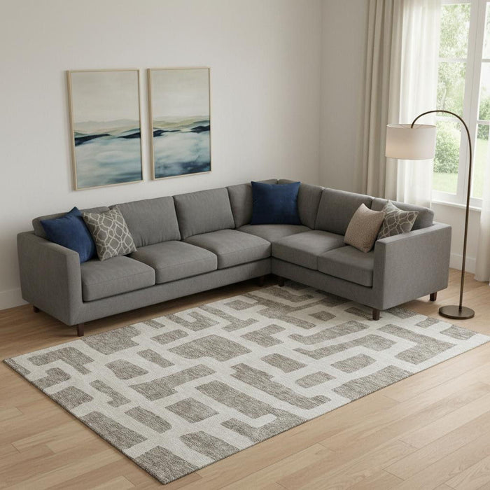 10' X 14' Abstract Geometric Washable Area Rug With UV Protection (671846) - Taupe / Beige