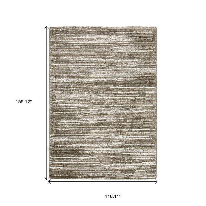 10' X 13' Striped Distressed Area Rug - Brown And Ivory