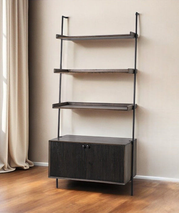 Three Tier Ladder Bookcase - Dark Brown