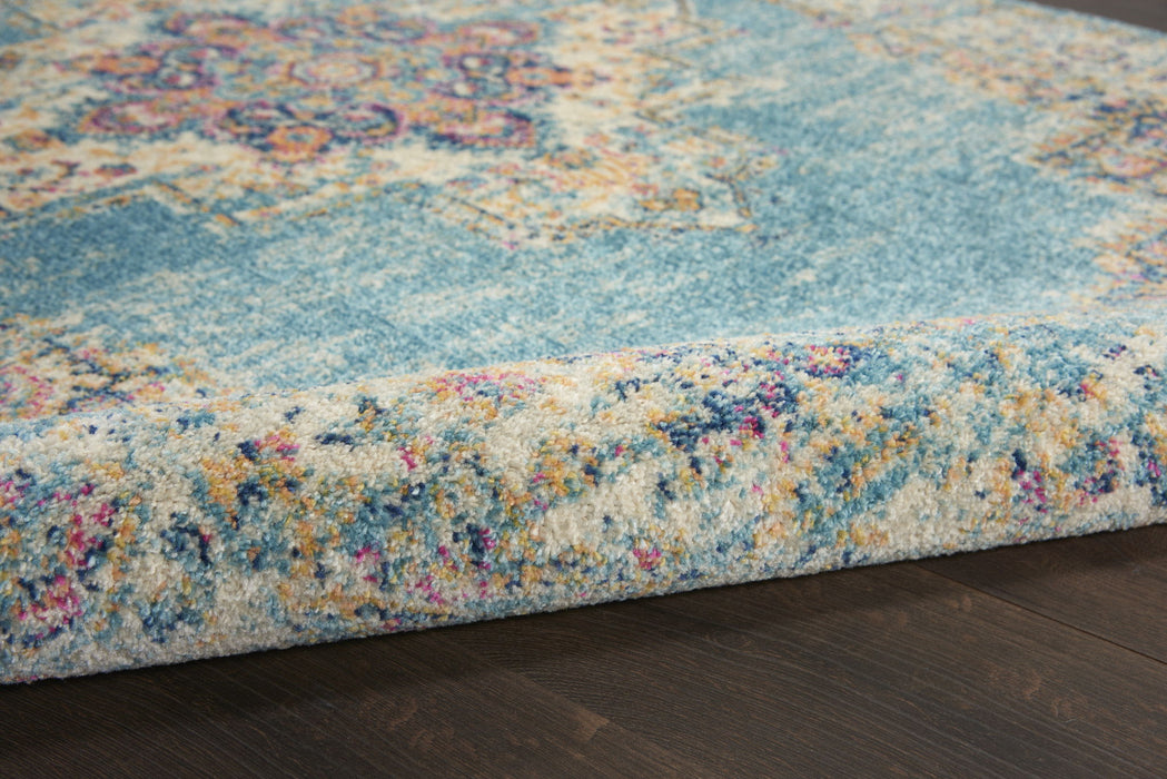 9' x 12' Floral Power Loom Area Rug - Light Blue