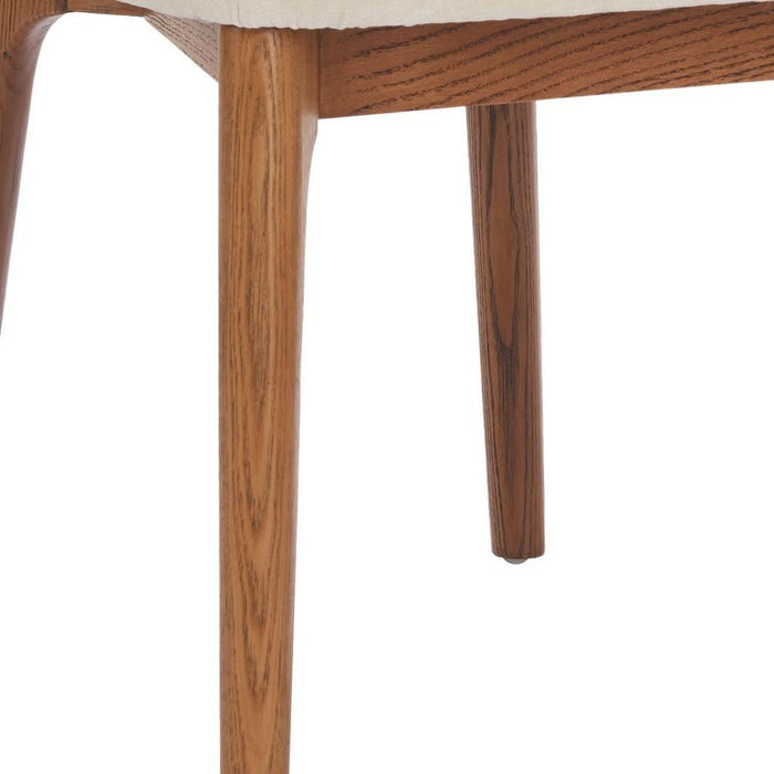 Upholstery Solid Wood Open Back Dining Side Chairs (Set of 2) - White / Brown