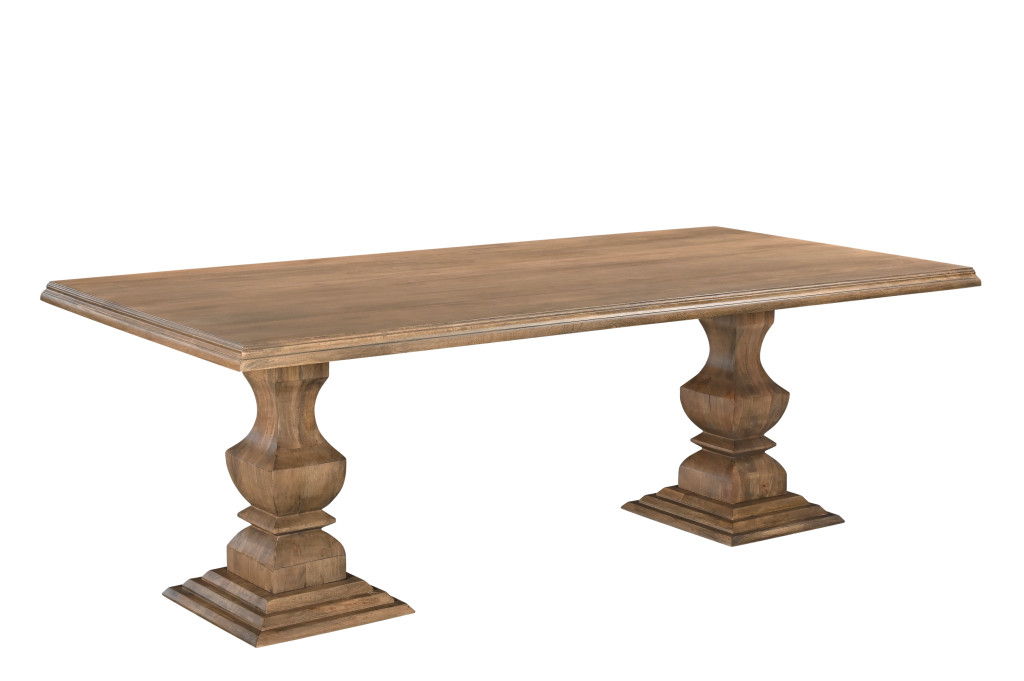 96" Solid Wood Double Pedestal Base Dining Table - Brown
