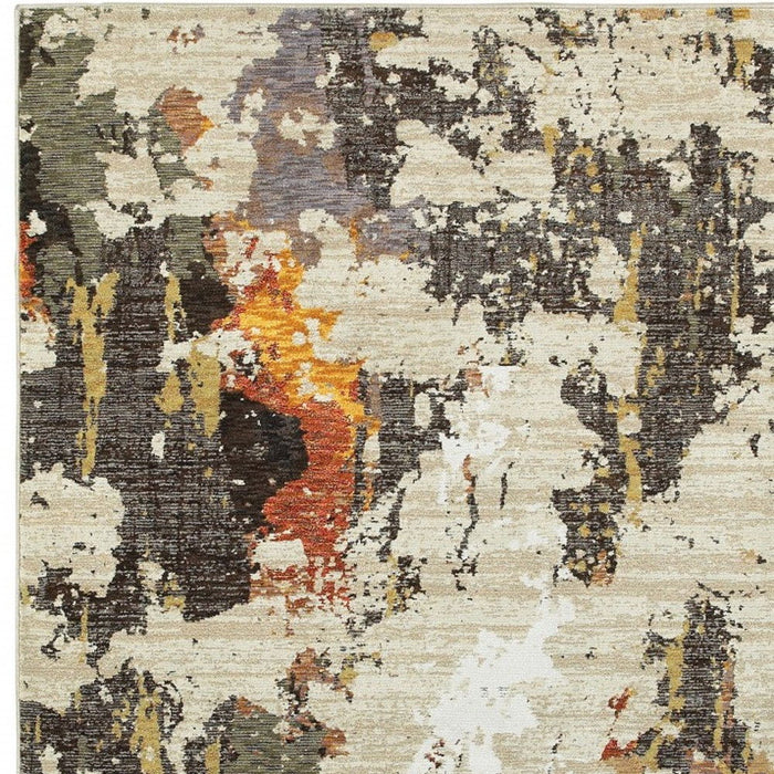 10' x 13' Power Loom Area Rug - Beige And Black