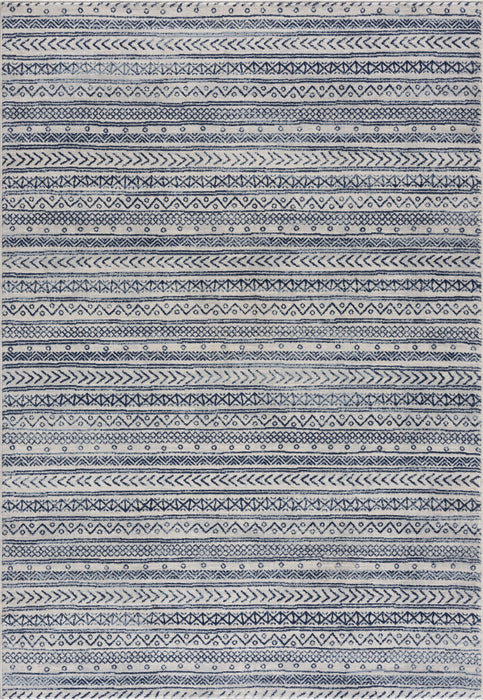 8' x 11' Decorative Stripes Area Rug - Navy Blue