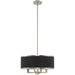 18-inch HomeRoots four-light dimmable chandelier with shades, featuring nickel and pearl silver finish, elegant ceiling lighting.