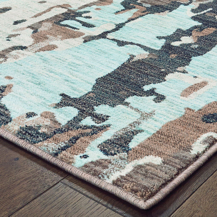 10' x 13' Abstract Power Loom Stain Resistant Area Rug - Gray And Blue