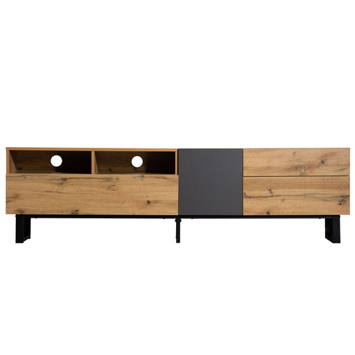 Giga TV stand for 80-inch TVs with double storage space and a drop-down door, modern media console table with sleek design.