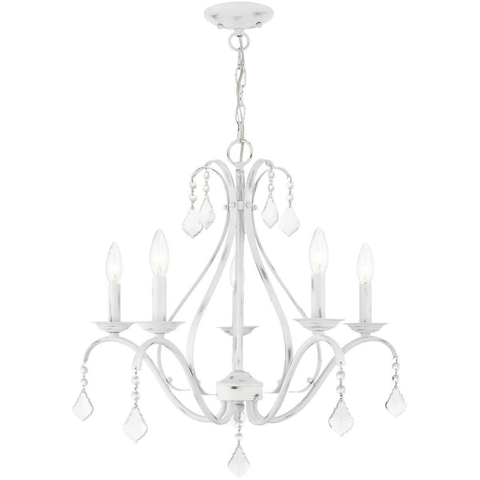 23" Five Light Dimmable Chandelier With Shades - White