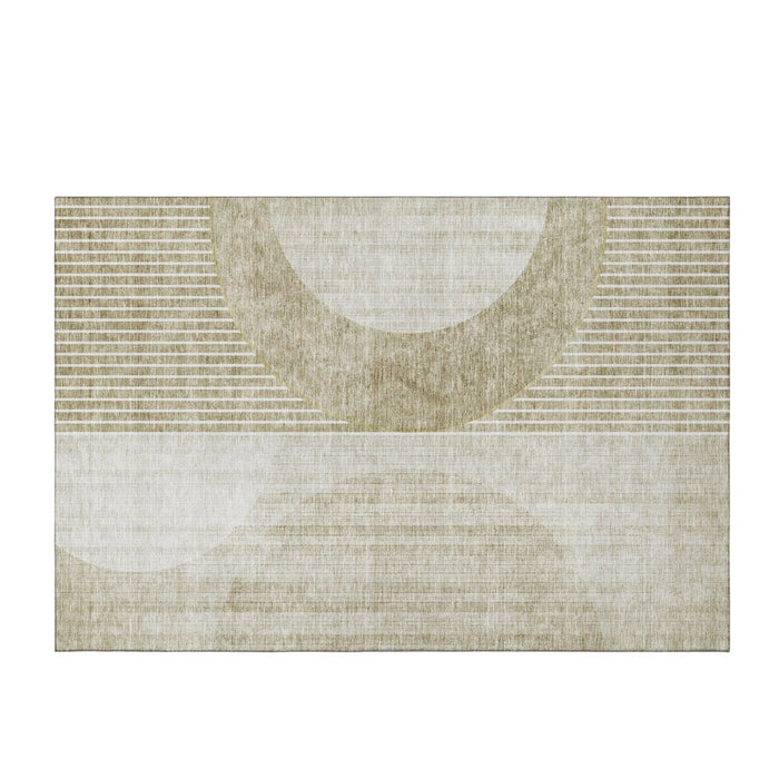 3' X 5' Geometric Washable Area Rug With UV Protection (655753) - Taupe / Beige