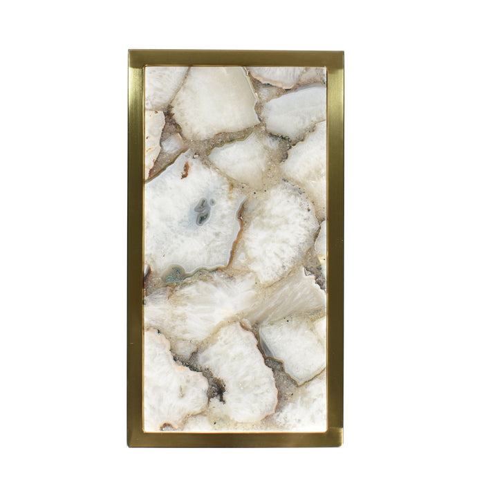 Marble Iron End Table - White / Gold