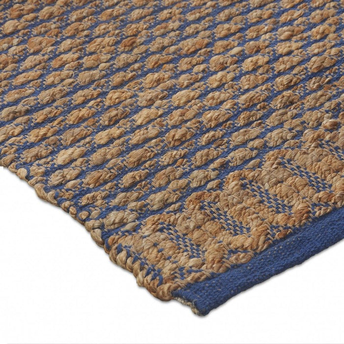 8' x 10' Detailed Lattice Area Rug - Tan And Blue
