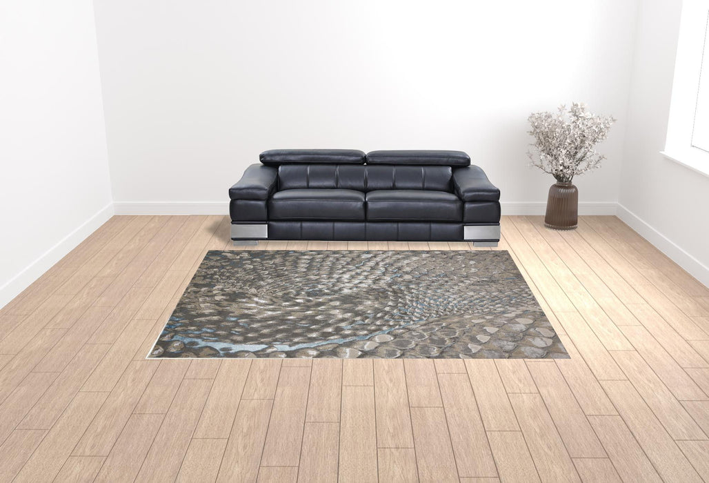 9' x 12' Geometric Area Rug - Blue Silver And Gray