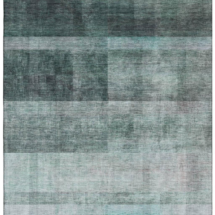 10' X 14' Abstract Washable Area Rug With UV Protection (649660) - Teal / Ivory